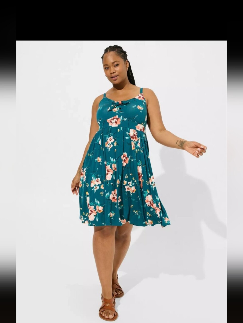 Torrid NWT Super Soft Tie Front Knee Length Skater Dress, Size 0 (12)